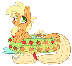 Size: 2558x2357 | Tagged: safe, artist:cutepencilcase, character:applejack, species:seapony (g4), cute, female, inflatable pool, jackabetes, seaponified, seapony applejack, simple background, solo, species swap, transparent background