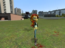 Size: 800x600 | Tagged: safe, artist:artofmagicpoland, character:sunset shimmer, my little pony:equestria girls, 3d, chase, drowned brutalight, gmod, this will end in death, unexpected