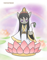 Size: 860x1080 | Tagged: safe, artist:howxu, character:octavia melody, species:pony, clothing, cropped, dress, female, flower, lotus (flower), mare, solo
