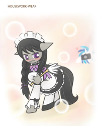 Size: 860x1080 | Tagged: safe, artist:howxu, character:dj pon-3, character:octavia melody, character:vinyl scratch, species:pony, ship:scratchtavia, blushing, camera, clothing, cropped, cute, female, lesbian, maid, mare, octamaid, shipping, solo, tavibetes