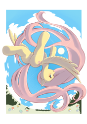 Size: 494x700 | Tagged: safe, artist:unousaya, character:fluttershy, species:pegasus, species:pony, featureless crotch, female, mare, solo, upside down