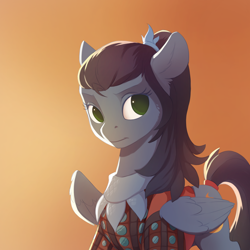 Size: 2000x2000 | Tagged: safe, artist:vistamage, oc, oc only, species:pegasus, species:pony, equestria at war mod, bust, clothing, female, gradient background, hearts of iron 4, mare, portrait, solo, tail wrap
