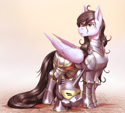 Size: 3082x2803 | Tagged: safe, artist:mykegreywolf, oc, oc only, oc:tail, species:pegasus, species:pony, armor, commission, female, helmet, mare, solo