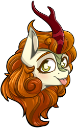 Size: 1288x2108 | Tagged: safe, artist:lrusu, character:autumn blaze, species:kirin, episode:sounds of silence, g4, my little pony: friendship is magic, awwtumn blaze, blep, bust, cute, female, happy, looking at you, quadrupedal, silly, simple background, solo, tongue out, transparent background