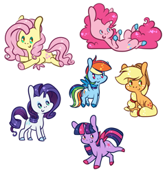 Size: 2591x2694 | Tagged: safe, artist:cutepencilcase, character:applejack, character:fluttershy, character:pinkie pie, character:rainbow dash, character:rarity, character:twilight sparkle, character:twilight sparkle (alicorn), species:alicorn, species:earth pony, species:pegasus, species:pony, species:unicorn, chibi, clothing, colored hooves, cowboy hat, cute, female, hat, mane six, mare, outline, simple background, transparent background, white outline