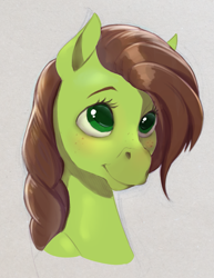 Size: 881x1143 | Tagged: safe, artist:drafthoof, artist:vistamage, oc, oc only, oc:oil drop, species:pony, bust, female, mare, portrait, simple background, solo