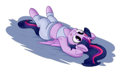 Size: 3840x2160 | Tagged: safe, artist:andelai, character:twilight sparkle, character:twilight sparkle (alicorn), species:alicorn, species:pony, armpits, chubby, chubby twilight, clothing, cute, female, lying down, mare, midriff, open mouth, plump, simple background, smiling, solo, transparent background, underhoof, workout outfit