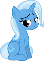 Size: 1375x1907 | Tagged: safe, artist:the smiling pony, character:trixie, species:pony, species:unicorn, female, lidded eyes, looking at you, mare, simple background, sitting, smiling, solo, transparent background, vector