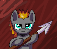 Size: 189x165 | Tagged: safe, artist:platinumdrop, oc, oc only, oc:platinumdrop, simple background, solo, spear, weapon
