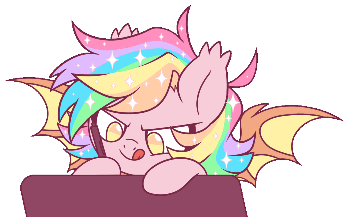 Size: 1200x747 | Tagged: safe, artist:hawthornss, oc, oc only, oc:paper stars, species:bat pony, species:pony, animated, bat pony oc, concentrating, cute, drawing, ear fluff, female, gif, loop, simple background, solo, tablet, tablet pen, tongue out, transparent background