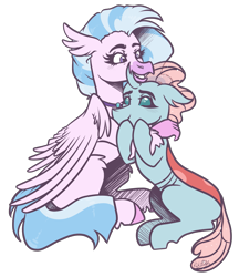 Size: 2095x2425 | Tagged: safe, artist:kikirdcz, character:ocellus, character:silverstream, species:changeling, species:classical hippogriff, species:hippogriff, species:reformed changeling, ship:ocellustream, commission, cute, diaocelles, diastreamies, female, hug, lesbian, shipping, simple background, transparent background