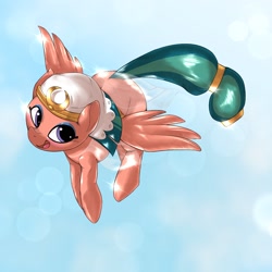 Size: 1536x1536 | Tagged: safe, artist:kurogewapony, character:somnambula, species:pegasus, species:pony, g4, cloud, cloudy, female, flying, headdress, mare, solo