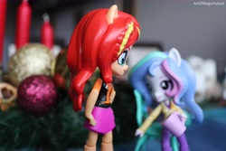 Size: 6000x4000 | Tagged: safe, artist:artofmagicpoland, character:princess celestia, character:sunset shimmer, g4, my little pony: equestria girls, my little pony:equestria girls, candle, christmas ornament, cup, decoration, implied drinking, princpal celestia