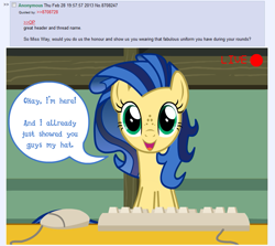 Size: 837x745 | Tagged: safe, artist:flash equestria photography, oc, oc:milky way, species:earth pony, species:pony, 4chan, ask, computer mouse, female, keyboard, mare, milkmare of trottingham, misspelling, solo, tumblr