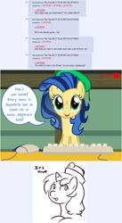 Size: 800x1460 | Tagged: safe, artist:flash equestria photography, artist:redintravenous, oc, oc:milky way, oc:red ribbon, species:earth pony, species:pony, 4chan, ask, clothing, computer mouse, female, hat, keyboard, mare, milkmare of trottingham, tumblr