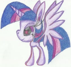 Size: 5307x5005 | Tagged: safe, artist:cybersquirrel, part of a set, character:twilight sparkle, character:twilight sparkle (alicorn), species:alicorn, species:pony, absurd resolution, cutie mark eyes, giant head, prismacolors, simple background, traditional art, white background, wingding eyes