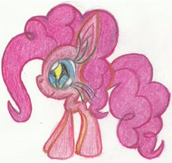 Size: 5696x5394 | Tagged: safe, artist:cybersquirrel, part of a set, character:pinkie pie, species:earth pony, species:pony, absurd resolution, cutie mark eyes, female, giant head, prismacolors, simple background, solo, traditional art, white background, wingding eyes