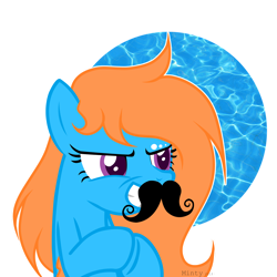 Size: 1280x1280 | Tagged: safe, artist:mintoria, base used, oc, oc:tarry swirl, species:pony, fake moustache, female, mare, show accurate, solo