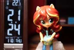 Size: 6000x4000 | Tagged: safe, artist:artofmagicpoland, character:sunset shimmer, g4, my little pony: equestria girls, my little pony:equestria girls, countdown, doll, equestria girls minis, female, irl, looking at you, photo, solo, time, toy