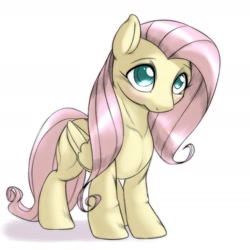 Size: 1536x1536 | Tagged: safe, artist:kurogewapony, character:fluttershy, species:pegasus, species:pony, cute, female, folded wings, mare, shyabetes, simple background, solo, standing, three quarter view, white background, wings