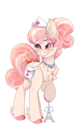 Size: 1978x3032 | Tagged: safe, artist:pvrii, oc, species:pony, chest fluff, female, mare, raised hoof, simple background, smiling, solo, transparent background