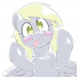 Size: 1536x1536 | Tagged: safe, artist:kurogewapony, character:derpy hooves, species:pegasus, species:pony, cute, derp, derpabetes, female, mare, silly, silly face, silly pony, smiling, solo, tongue out