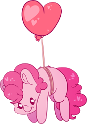 Size: 2044x2908 | Tagged: safe, artist:cutepencilcase, character:pinkie pie, species:earth pony, species:pony, balloon, cute, diapinkes, female, floating, heart, heart balloon, heart eyes, mare, missing cutie mark, smiling, solo, then watch her balloons lift her up to the sky, wingding eyes