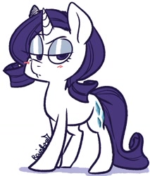 Size: 879x1033 | Tagged: safe, artist:yukomaussi, character:rarity, species:pony, species:unicorn, blushing, cute, female, lidded eyes, mare, no catchlights, raribetes, simple background, solo, white background