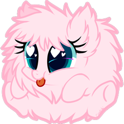 Size: 1000x1000 | Tagged: safe, artist:centchi, oc, oc only, oc:fluffle puff, species:pony, blep, bust, chibi, colored pupils, cute, flufflebetes, fluffy, heart eyes, ocbetes, silly, simple background, solo, tongue out, transparent background, wingding eyes