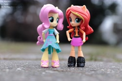 Size: 6000x4000 | Tagged: safe, artist:artofmagicpoland, character:fluttershy, character:sunset shimmer, g4, my little pony: equestria girls, my little pony:equestria girls, clothing, doll, dress, equestria girls minis, female, irl, photo, skirt, toy