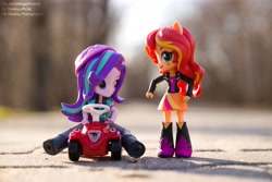 Size: 6024x4020 | Tagged: safe, artist:artofmagicpoland, character:starlight glimmer, character:sunset shimmer, my little pony:equestria girls, doll, equestria girls minis, eqventures of the minis, female, irl, photo, silly human, toy, toy car, wat