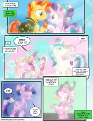 Size: 1275x1650 | Tagged: safe, artist:dsana, character:bright smile, character:princess cadance, character:princess flurry heart, character:shining armor, character:spike, character:starlight glimmer, character:sunburst, character:twilight sparkle, character:twilight sparkle (alicorn), species:alicorn, species:crystal pony, species:dragon, species:earth pony, species:pony, species:unicorn, comic:the shadow shard, ship:starburst, baby, baby pony, comic, crystallized, dialogue, female, male, mare, offscreen character, semi-grimdark series, shipping, stallion, straight