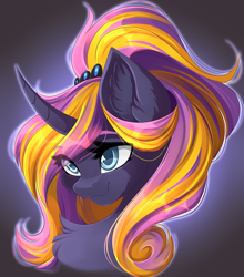 Size: 5137x5835 | Tagged: safe, artist:airiniblock, rcf community, oc, oc only, oc:jesabelle, species:pony, species:unicorn, absurd resolution, bust, commission, female, head only, mare, portrait, smiling, solo, wavy mouth