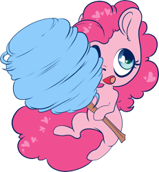 Size: 1874x2029 | Tagged: safe, artist:cutepencilcase, derpibooru original, character:pinkie pie, species:earth pony, species:pony, chibi, cotton candy, cute, diapinkes, female, happy, heart, mare, simple background, solo, transparent background