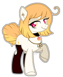 Size: 1185x1446 | Tagged: safe, artist:mintoria, base used, oc, oc only, oc:summer shine, species:earth pony, species:pony, choker, clothing, female, mare, simple background, socks, solo, thigh highs, transparent background, white outline