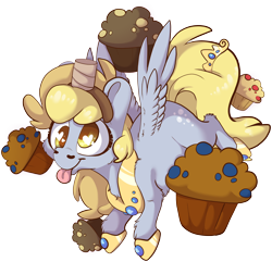 Size: 4332x4180 | Tagged: safe, artist:cutepencilcase, character:derpy hooves, species:pegasus, species:pony, absurd resolution, colored pupils, crown, fake horn, female, food, heart eyes, jewelry, muffin, princess derpy, regalia, simple background, smiling, solo, toilet paper roll, toilet paper roll horn, tongue out, transparent background, wingding eyes