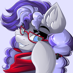 Size: 3930x3948 | Tagged: safe, artist:airiniblock, rcf community, oc, oc only, oc:cinnabyte, species:earth pony, species:pony, clothing, commission, earth pony oc, female, glasses, high res, mare, scarf, smiling, solo
