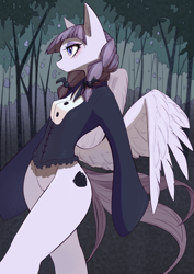 Size: 566x800 | Tagged: safe, artist:unousaya, character:inky rose, species:anthro, species:pegasus, species:pony, barbie doll anatomy, bottomless, clothing, female, mare, partial nudity, semi-anthro, show accurate clothing, solo