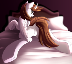 Size: 4302x3857 | Tagged: safe, artist:airiniblock, rcf community, oc, oc only, oc:amber, species:alicorn, species:pony, alicorn oc, black sclera, butt, commission, featureless crotch, female, looking back, plot, solo