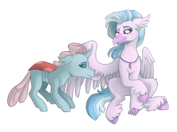 Size: 4300x3200 | Tagged: safe, artist:kikirdcz, character:ocellus, character:silverstream, species:changeling, species:classical hippogriff, species:hippogriff, species:reformed changeling, ship:ocellustream, female, interspecies, lesbian, preening, shipping, simple background, transparent background