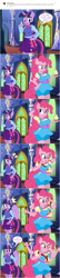 Size: 800x3714 | Tagged: safe, artist:flash equestria photography, character:pinkie pie, character:twilight sparkle, character:twilight sparkle (alicorn), species:alicorn, species:anthro, species:earth pony, species:pony, comic, cupcake, equestria girls outfit, exclamation point, food, hot sauce, interrobang, multiple arms, pinkie being pinkie, pinkie physics, question mark, red eyes, show accurate anthro