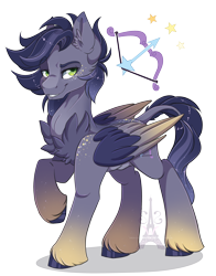 Size: 1024x1303 | Tagged: safe, artist:pvrii, oc, oc:orion, species:pegasus, species:pony, cloven hooves, colored wings, male, multicolored wings, raised hoof, simple background, smiling, solo, transparent background, wings