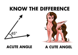Size: 1264x891 | Tagged: safe, artist:mykegreywolf, artist:spectrumheat, oc, oc only, oc:pawprint, species:pegasus, species:pony, a cute angel, angle, cute, female, know the difference, mare, meme, solo