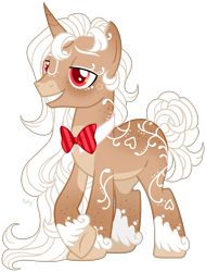 Size: 1280x1687 | Tagged: safe, artist:mintoria, oc, oc:gingerbread icing, species:pony, species:unicorn, bow tie, male, solo, stallion