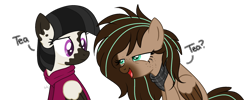 Size: 1280x514 | Tagged: safe, artist:mintoria, oc, oc only, oc:chocolate chip (chickhen), oc:mint, species:pegasus, species:pony, clothing, female, hoodie, mare, simple background, transparent background