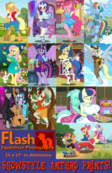 Size: 1056x1632 | Tagged: safe, artist:flash equestria photography, character:apple bloom, character:applejack, character:autumn blaze, character:bon bon, character:derpy hooves, character:dj pon-3, character:fluttershy, character:lyra heartstrings, character:octavia melody, character:pinkie pie, character:rainbow dash, character:rarity, character:scootaloo, character:sweetie belle, character:sweetie drops, character:twilight sparkle, character:twilight sparkle (alicorn), character:vinyl scratch, oc, oc:milky way, species:alicorn, species:anthro, species:kirin, species:pegasus, species:pony, species:unguligrade anthro, big breasts, bikini, breasts, busty applejack, busty bon bon, busty fluttershy, busty octavia, busty pinkie pie, busty rainbow dash, busty rarity, busty twilight sparkle, cello, cleavage, clothing, cookie, cowprint, food, gloves, hug, hug from behind, huge breasts, impossibly large breasts, long gloves, mane six, musical instrument, one eye closed, oven mitts, scooter, show accurate anthro, stockings, swimsuit, thigh highs