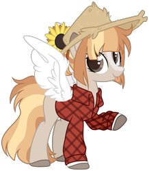 Size: 1280x1468 | Tagged: safe, artist:mintoria, base used, oc, oc:autumn shirt, species:pegasus, species:pony, clothing, colored wings, female, hat, mare, simple background, solo, straw hat, tongue out, transparent background, wings