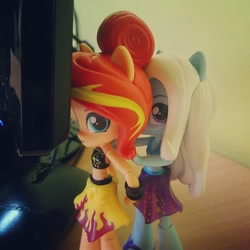 Size: 1080x1080 | Tagged: safe, artist:artofmagicpoland, character:sunset shimmer, character:trixie, ship:suntrix, g4, my little pony: equestria girls, my little pony:equestria girls, doll, equestria girls minis, eqventures of the minis, female, lesbian, photo, shipping, toy