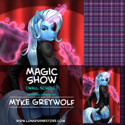 Size: 876x876 | Tagged: safe, artist:mykegreywolf, character:trixie, species:anthro, clothing, hat, stockings, thigh highs