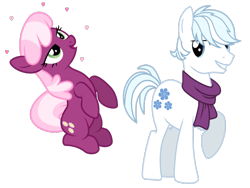 Size: 1196x898 | Tagged: safe, artist:angeli98ca, artist:jeatz-axl, edit, character:cheerilee, character:double diamond, species:earth pony, species:pony, episode:filli vanilli, g4, my little pony: friendship is magic, clothing, doublecheer, female, heart, male, mare, raised hoof, scarf, shipping, simple background, stallion, straight, swoon, transparent background, vector